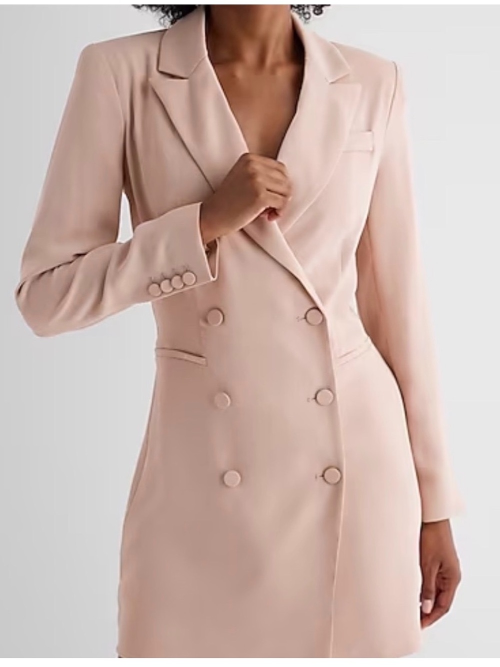 Express Double-Breasted Blush Pink Tailored Blazer Dress - size XS